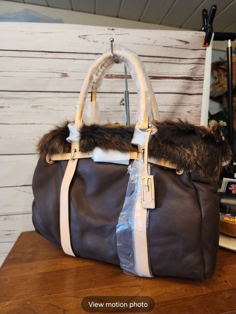 Women’s Trim You Need To See Shearling Leather Tote Bag